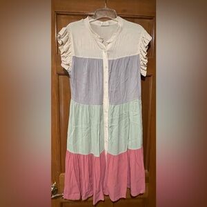 BiBi Two-Tone Button-Up Dress
